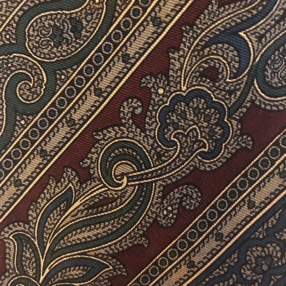 Vintage Robert Talbott [Powers & Goode] Paisley Striped Silk Tie * 57” long x 3”